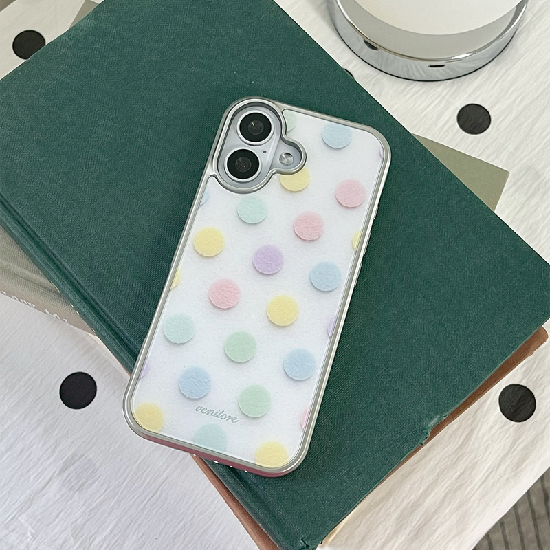 [MADE][Glossy Glass Silver Bumper Case] Pastel Dot 