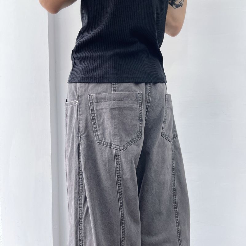 Washed Multi-Button Wide Pants
