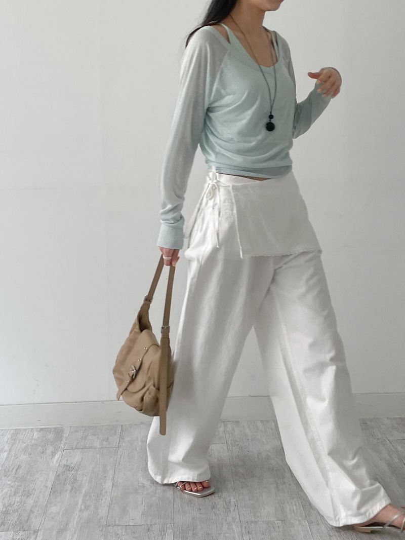 Lace Wrap Balloon Fit Wide Pants