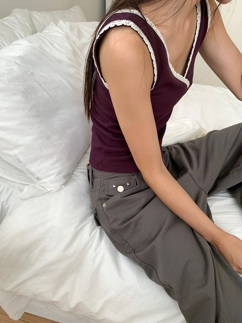 TWILL BACK POCKET STUD PANTS (3C)
