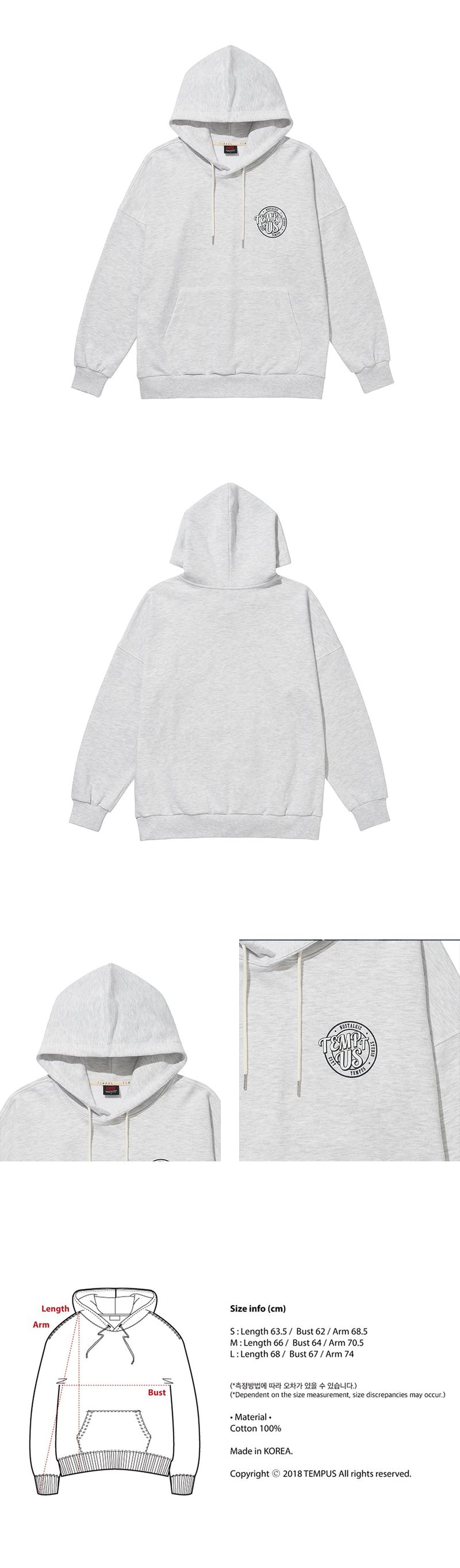 TEMPTING LOGO HOODIE [WHITE MELANGE]