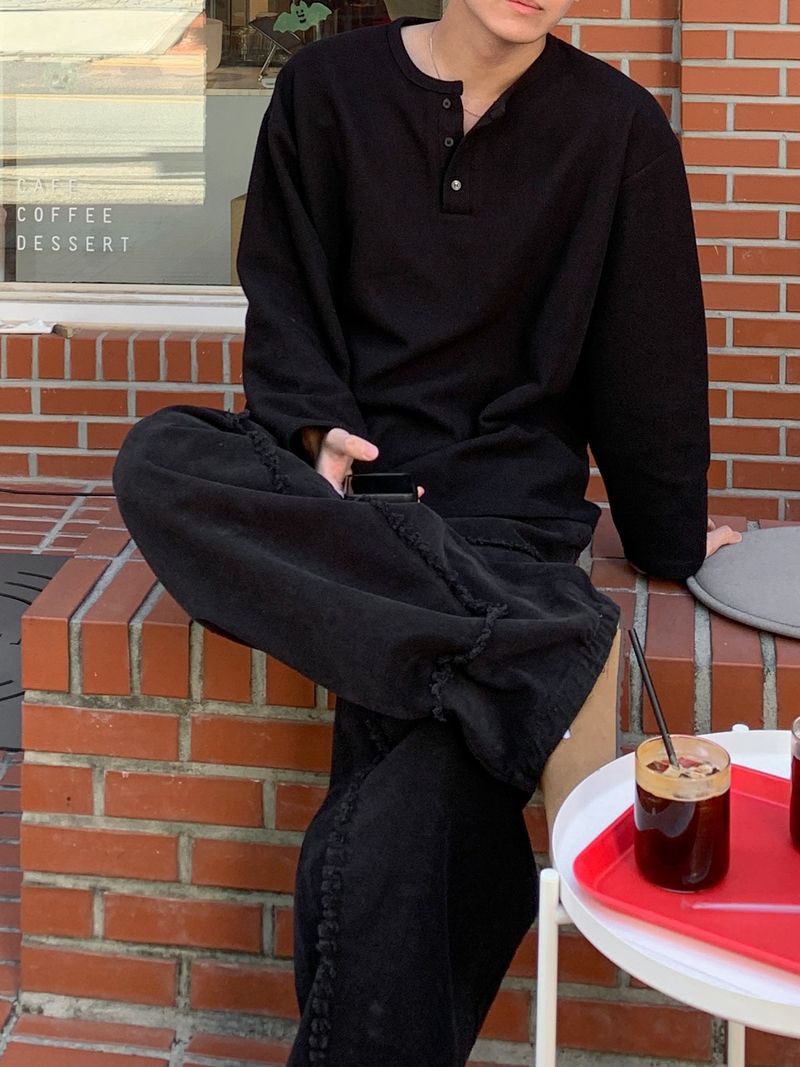 Bean over henley neck knit tee
