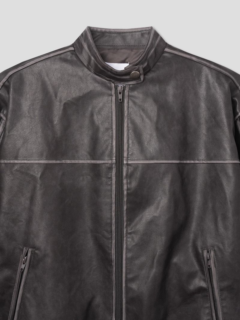 LMN deep washing leather crop jacket (2 colors)