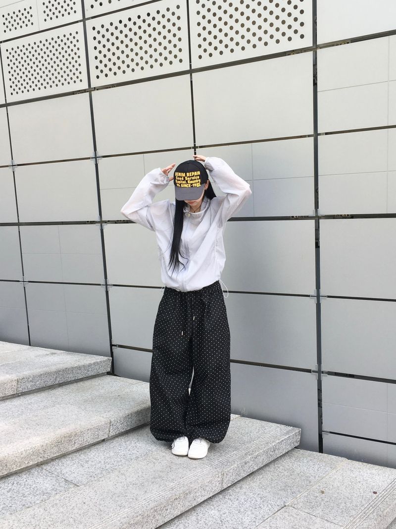 Sheer diagonal see-through windbreaker (5c)