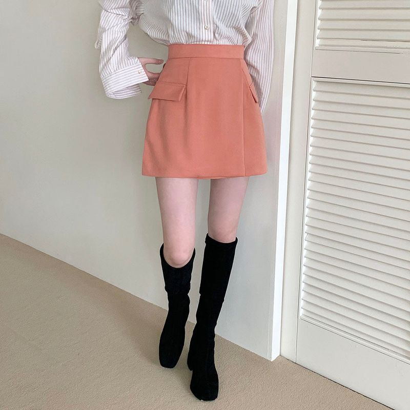 [4color] slit pocket mini skirt