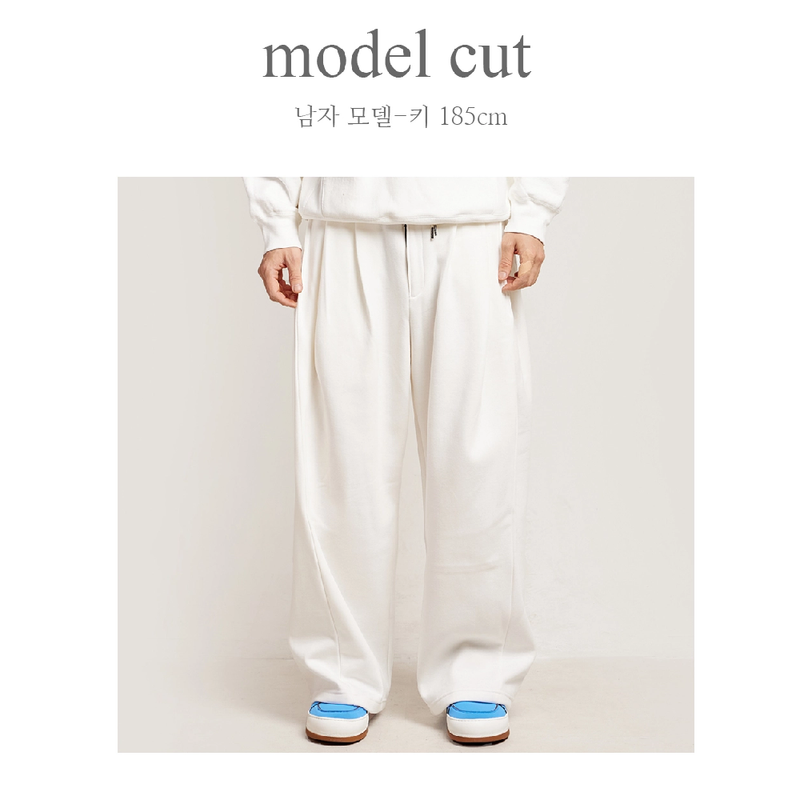 WIDE FIT TWO-TUCK PLEATS SWEAT PANTS_WHITE