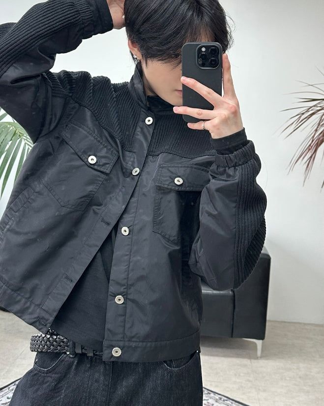 Lafren Crop Mix Knit Jacket