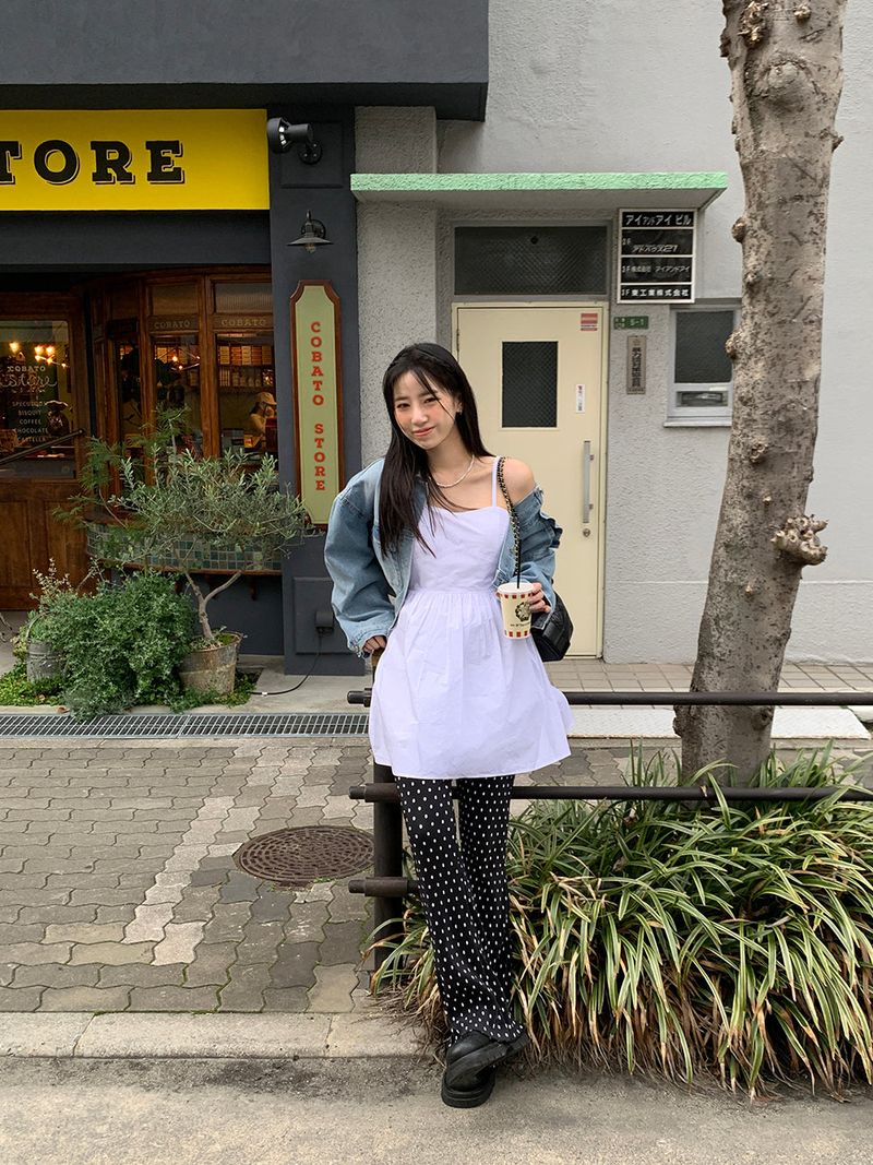 [MADE] Dot Pleated Long Bootcut Pants