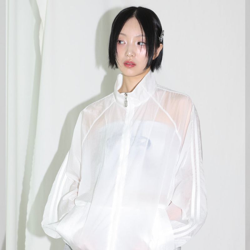 CLUT STUDIO(クラットスタジオ)の「Cross Sheer Zip-Up Jacket - WHITE(Jackets/Outerwear)」