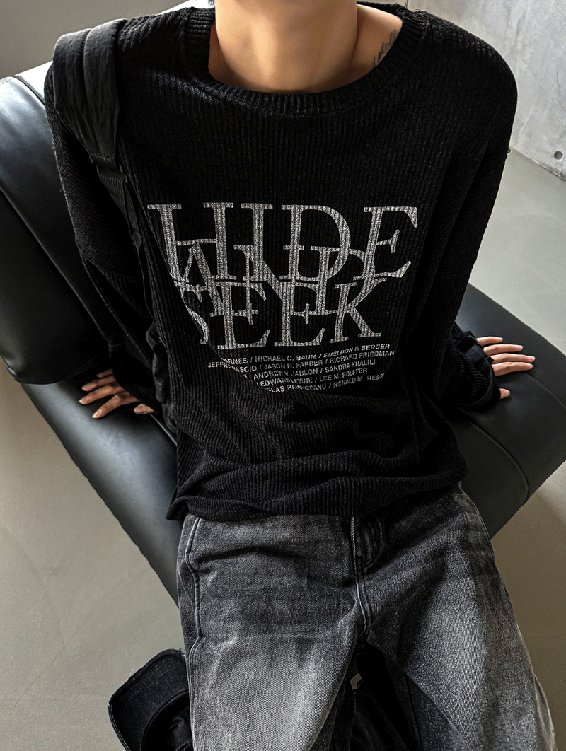 dope lettering knit long-sleeved