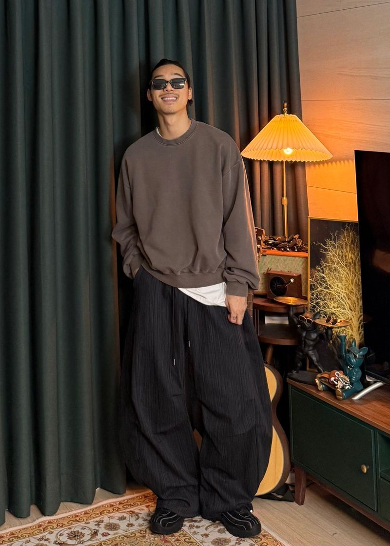 Denim Striped Balloon Pants 2COLOR