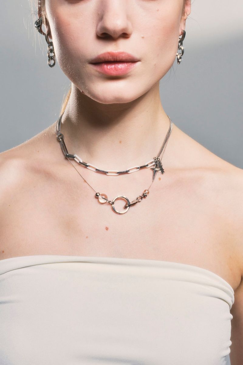 NO.315 [SILVER] GEOMETRY HOOK NECKLACE