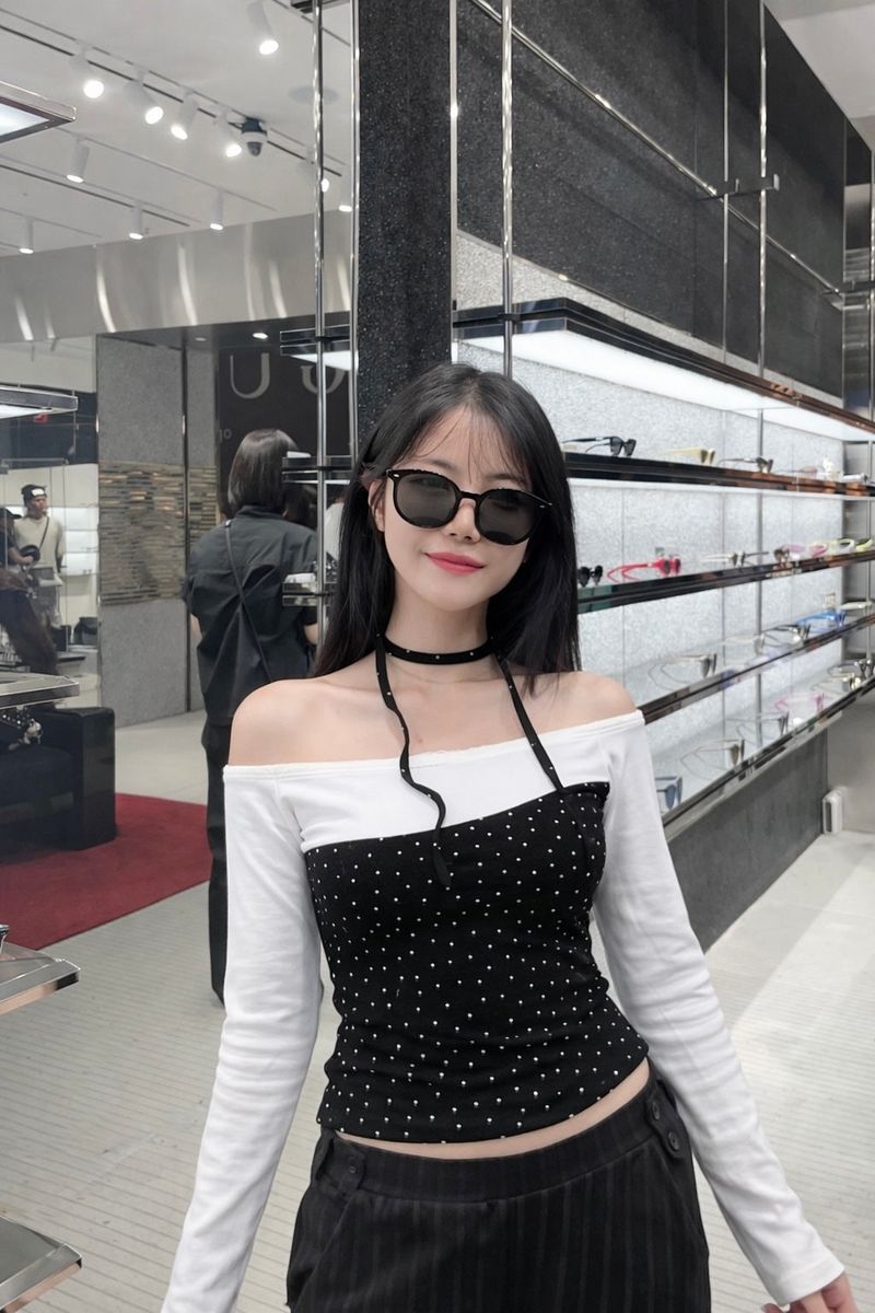Lace Mini Star T-shirt_black
