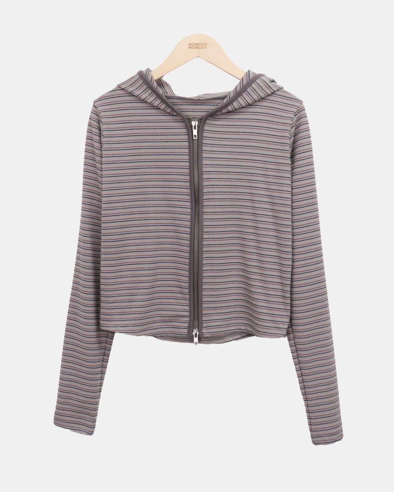 Roban Slim Stripe 2way Hoodie Zip-Up