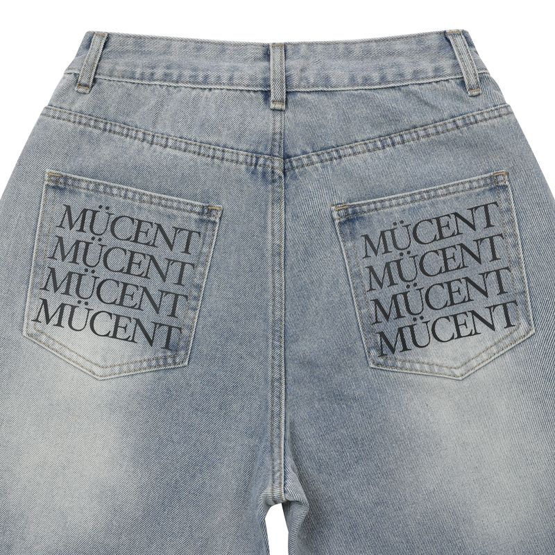 NOVA BACK LETTERING WIDE DENIM PANTS