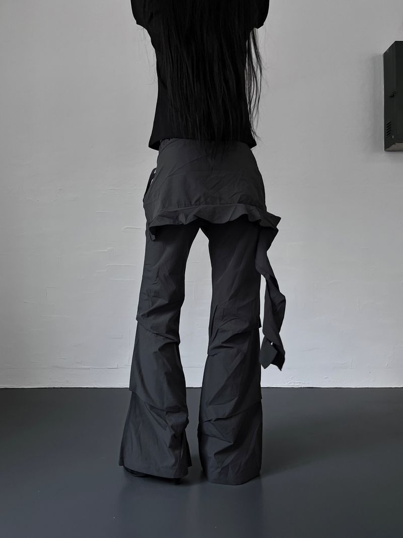 nylon skirt layered pants (2color)
