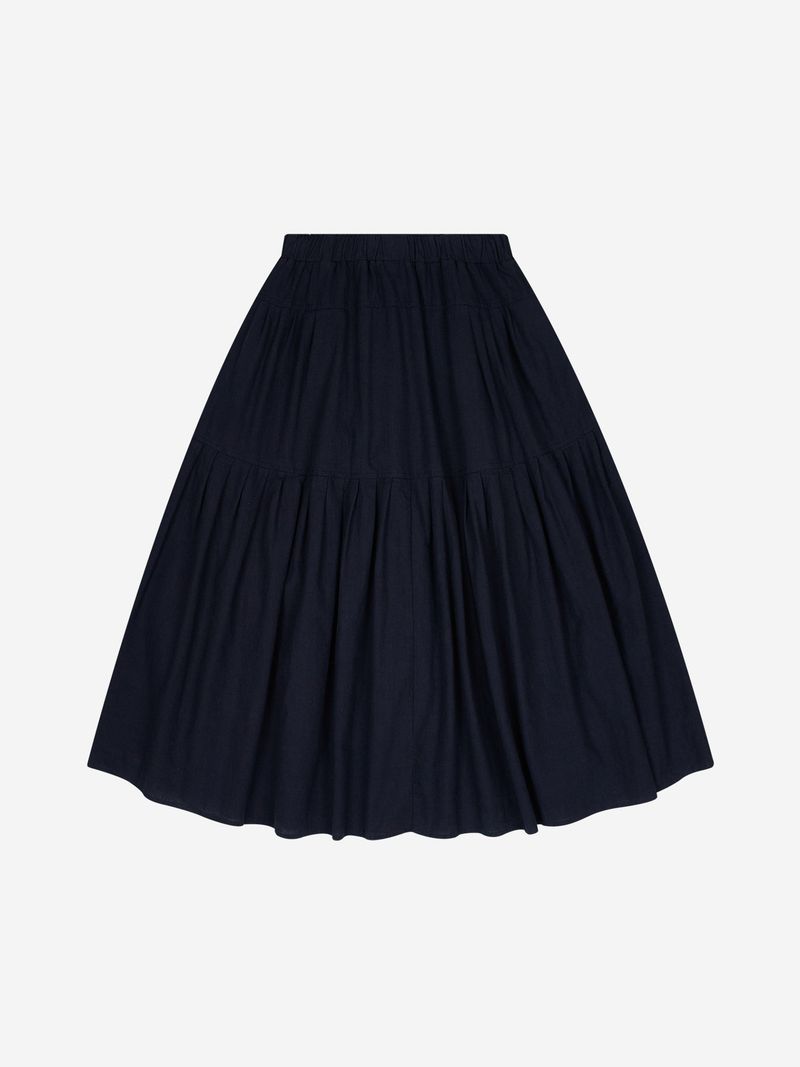 BASIC SAFARI RUFFLE MAXI SKIRT (NAVY)