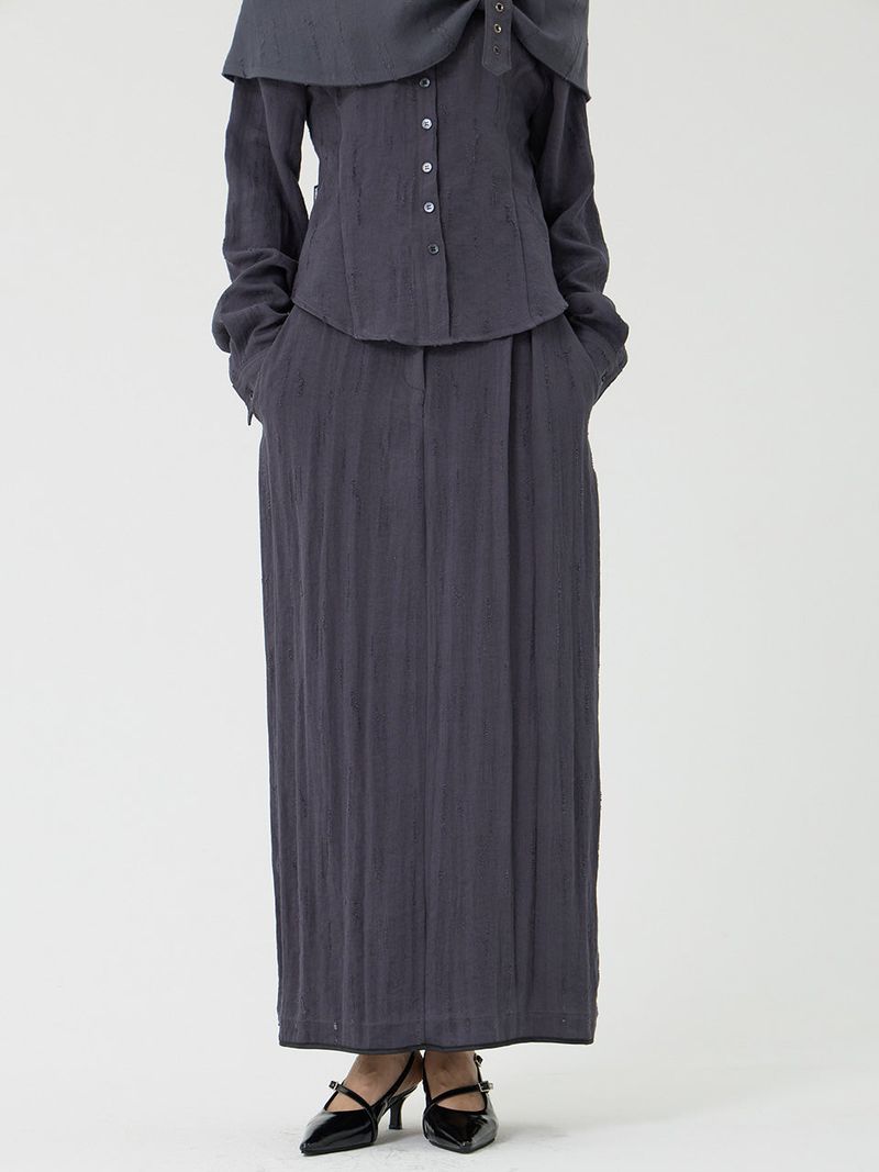 Scratch Low-Rise Long Skirt, Charcoal