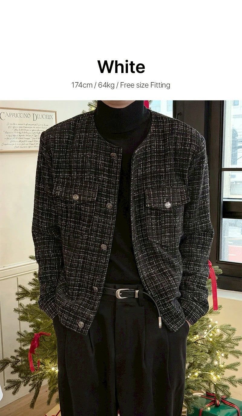 [F/W] Black line tweed jacket(2color)