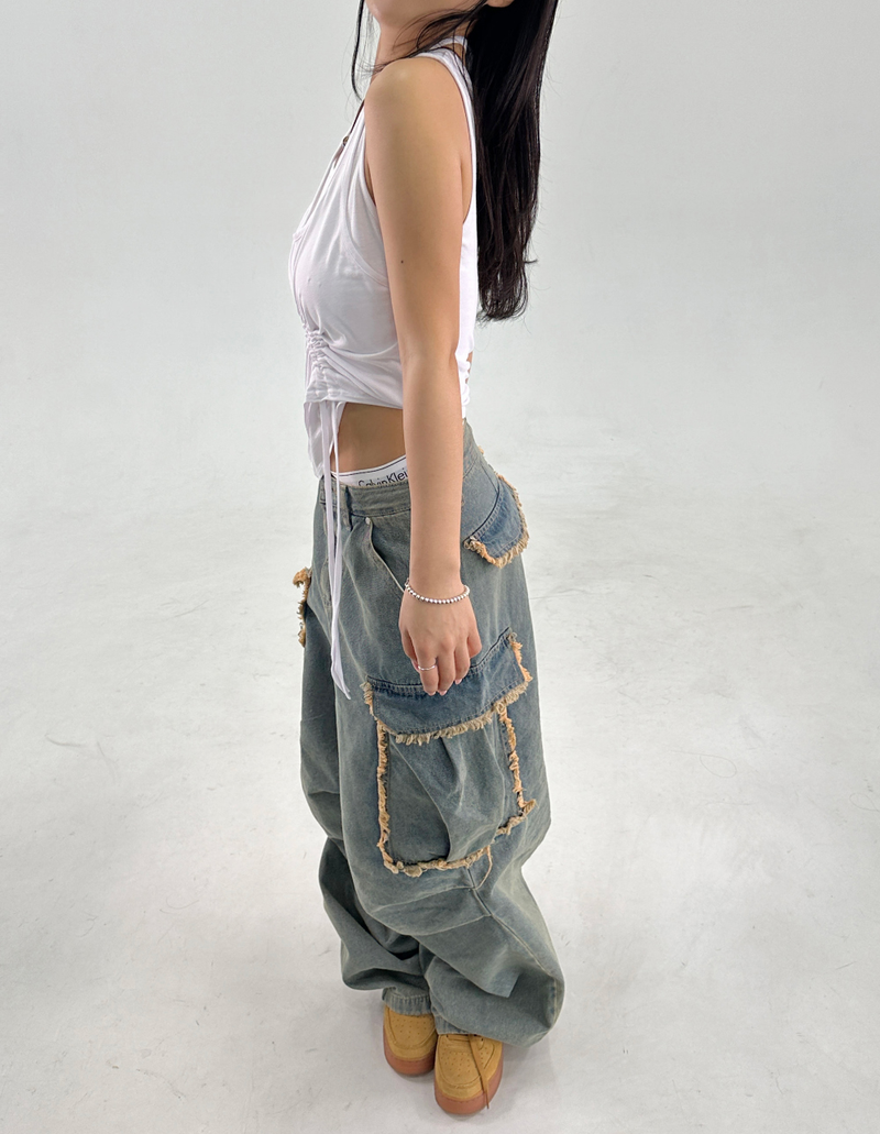 LAYERED SHIRRING POINT SLEEVELESS🤎💚🖤🤍 - 4 COLORS