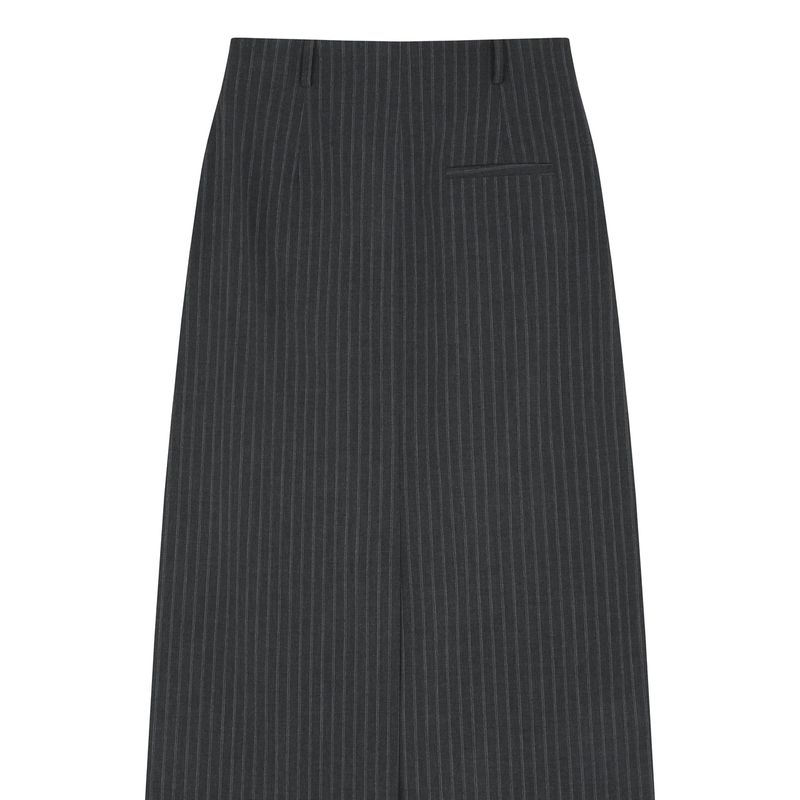 Stripe Long Skirt Grey