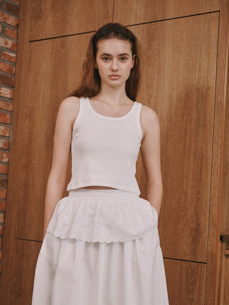 Shirring cotton skirts (Ivory)