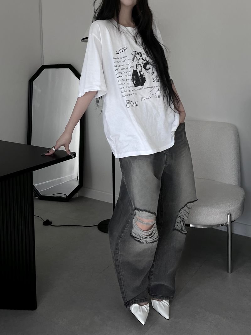 gray damaged balloon denim