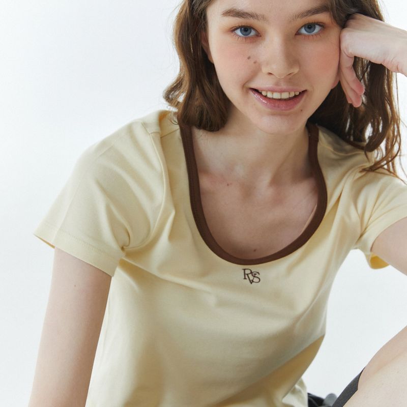RVS Ringer Cropped T-Shirt Yellow