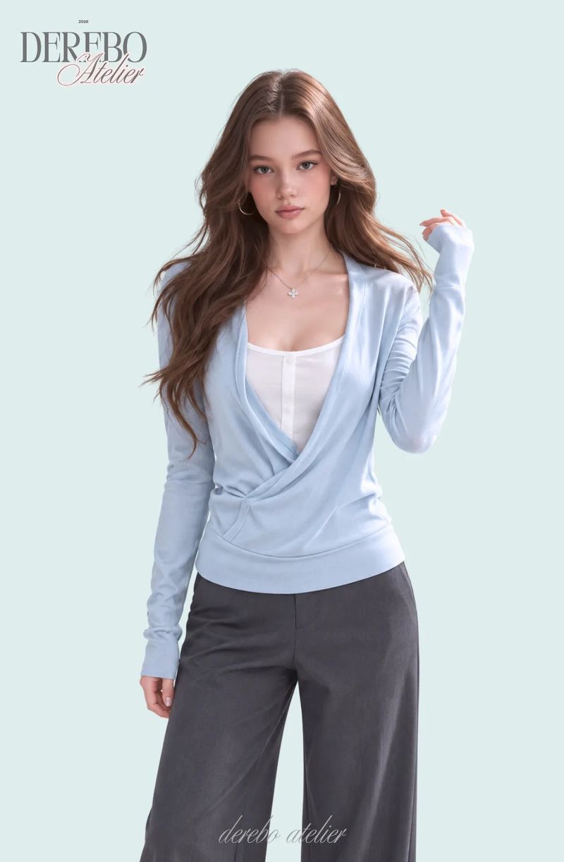 Sky crossover layered long-sleeve tee