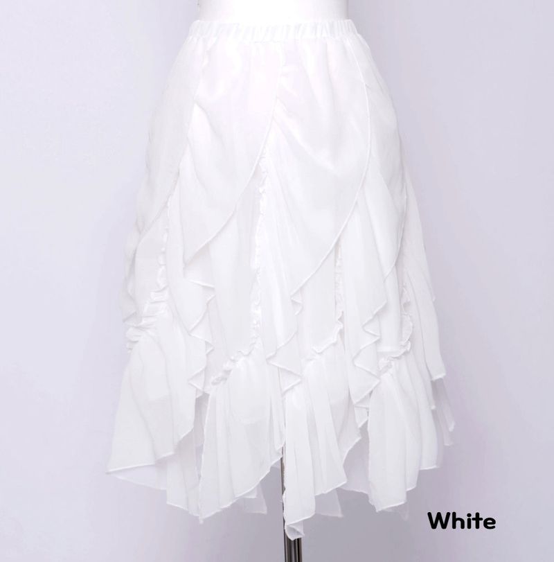 Slide diagonal frill midi skirt
