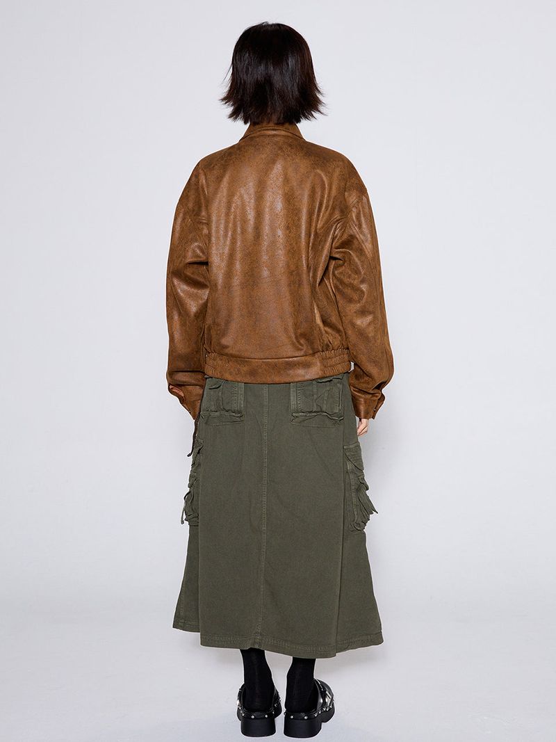 SUEDE WASHED JACKET / BROWN
