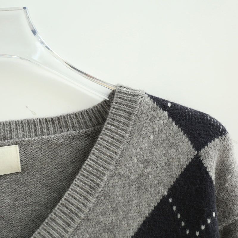 Chloé Argyle V-Neck Knit Sweater