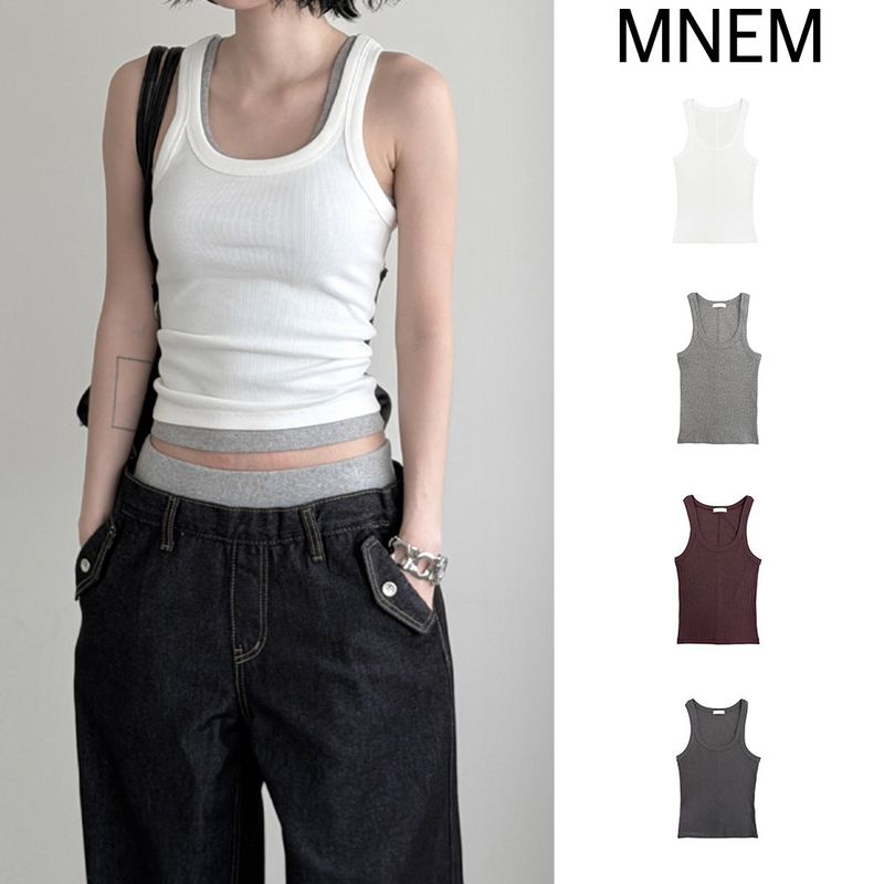 Rimb Minimal Ribbed Sleeveless Top