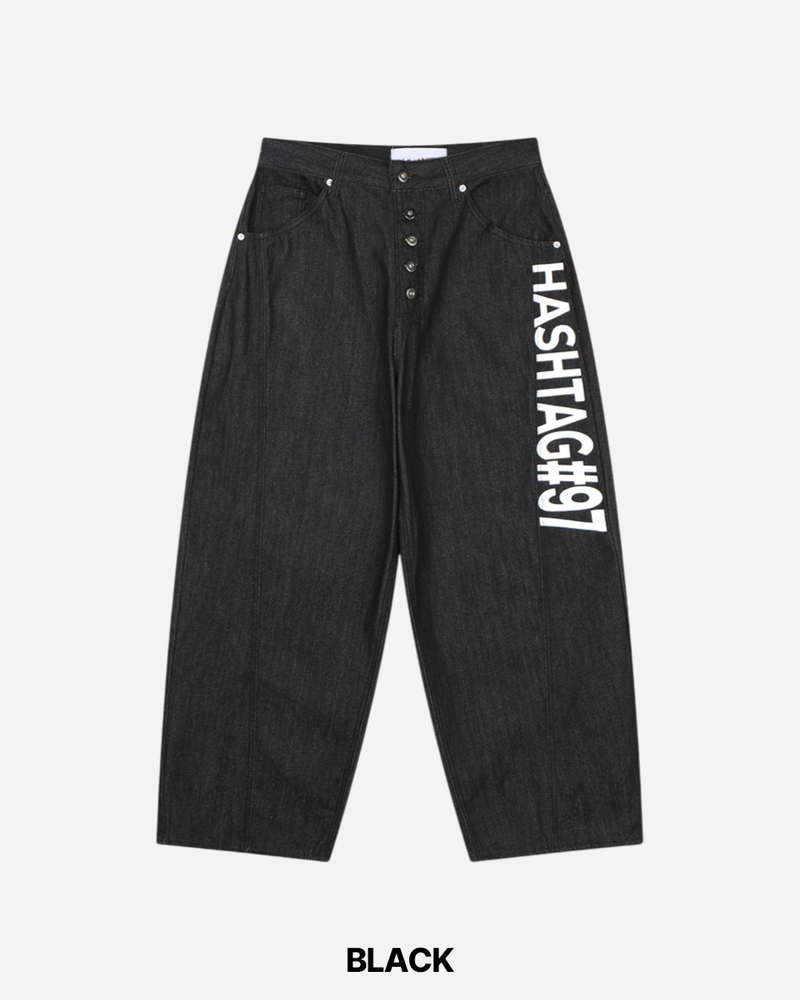 Hash Lettering Denim Pants