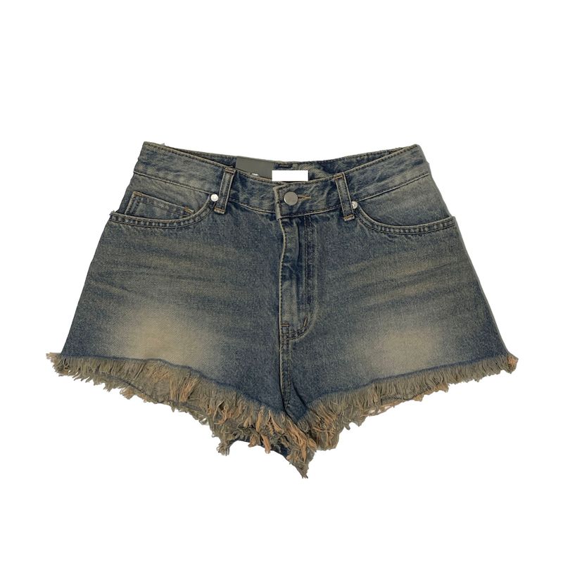 Fringe denim shorts