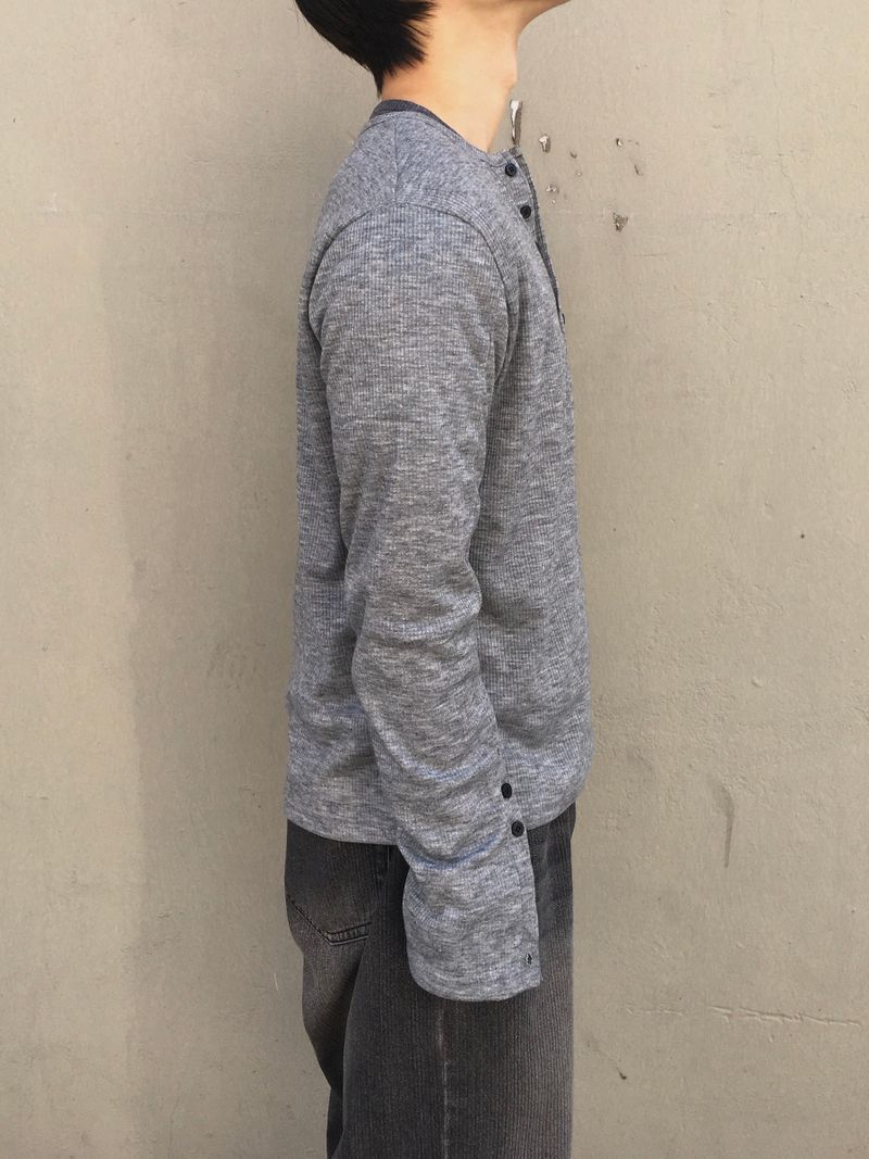 Karu Ribbed Henley Neck Button Long Sleeve 3C