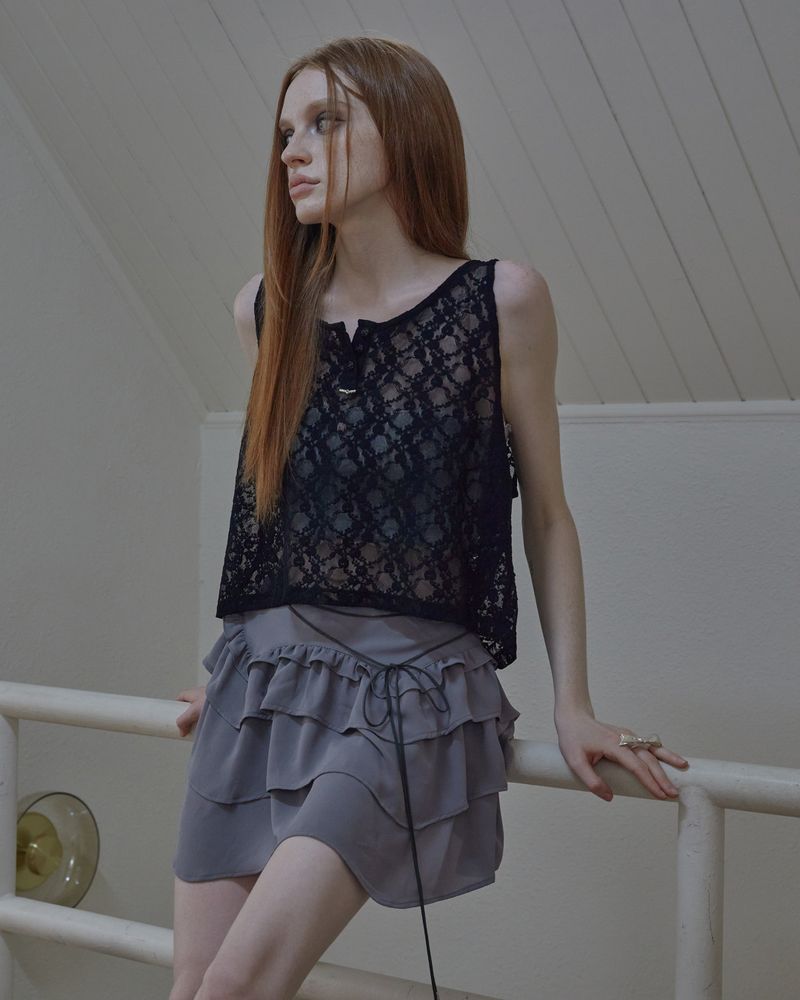 vintage lace bra top / gray