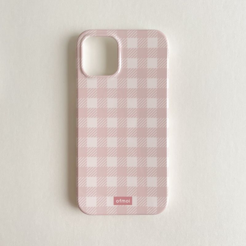 cotton candy check glossy hard phone case