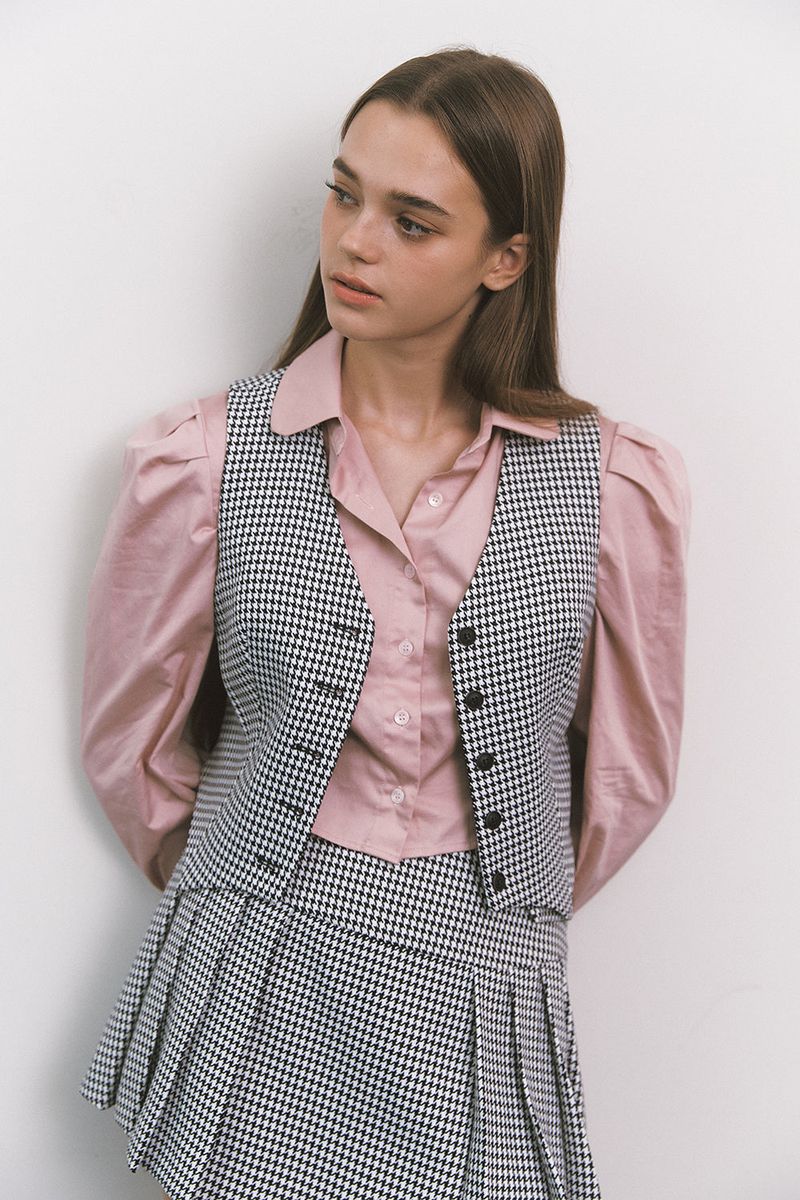 Cropped Puff Shirt Pink