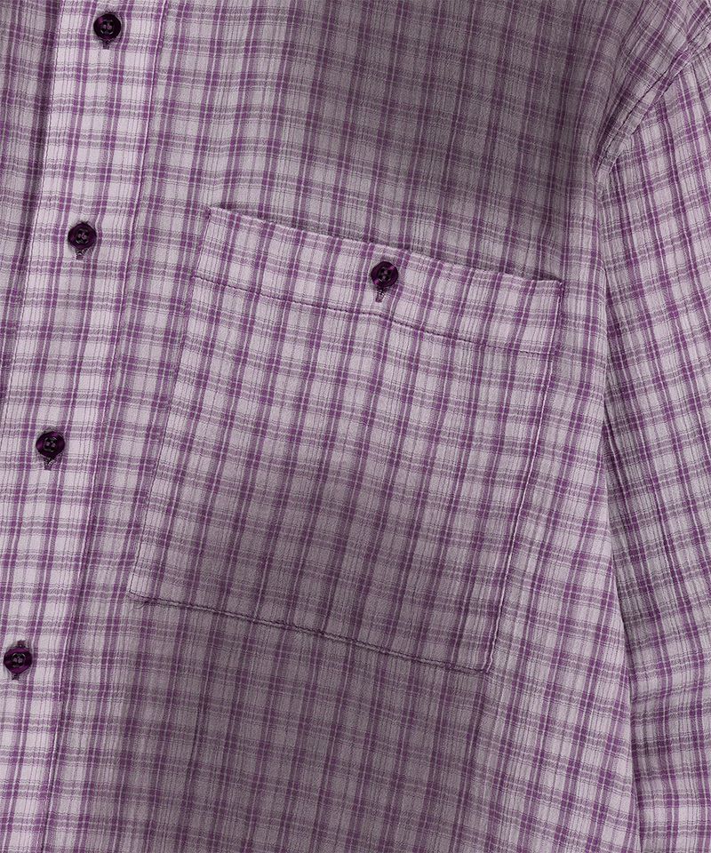 SPRAY DYEING CHECK CROP SHIRT