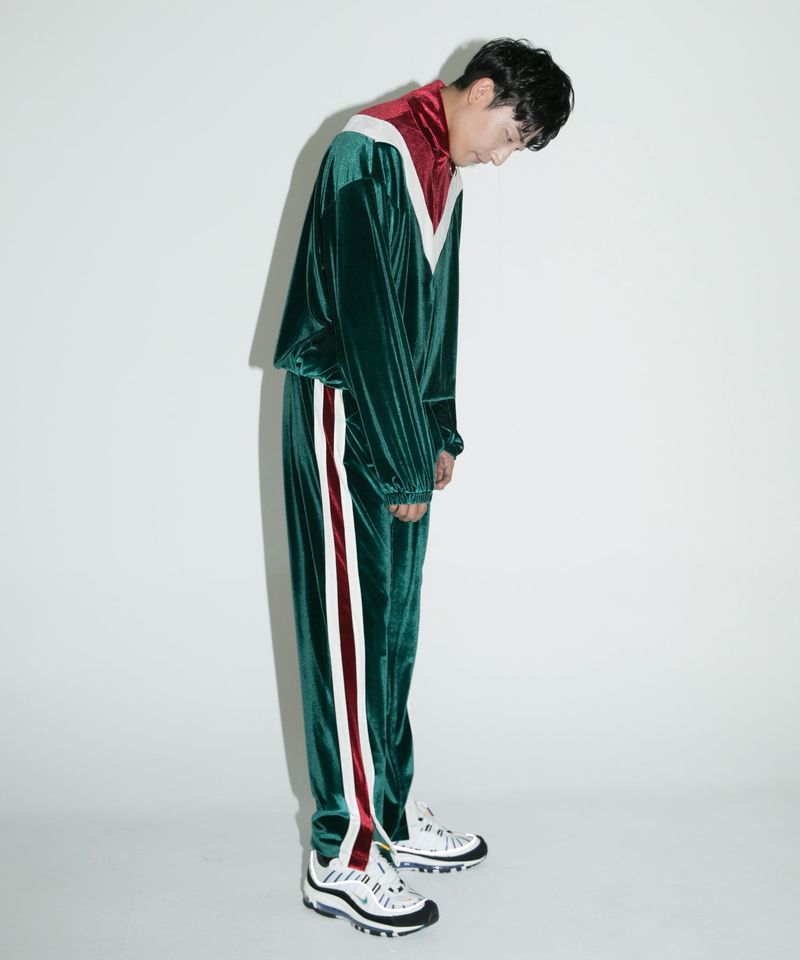 velvet lining track pants - GREEN