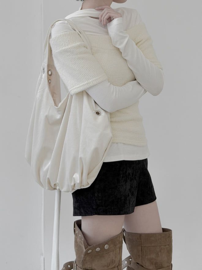 Dumpling Eyelet Shirring Shoulder Bag