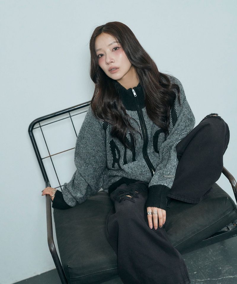 UNISEX プレーティングジップニット