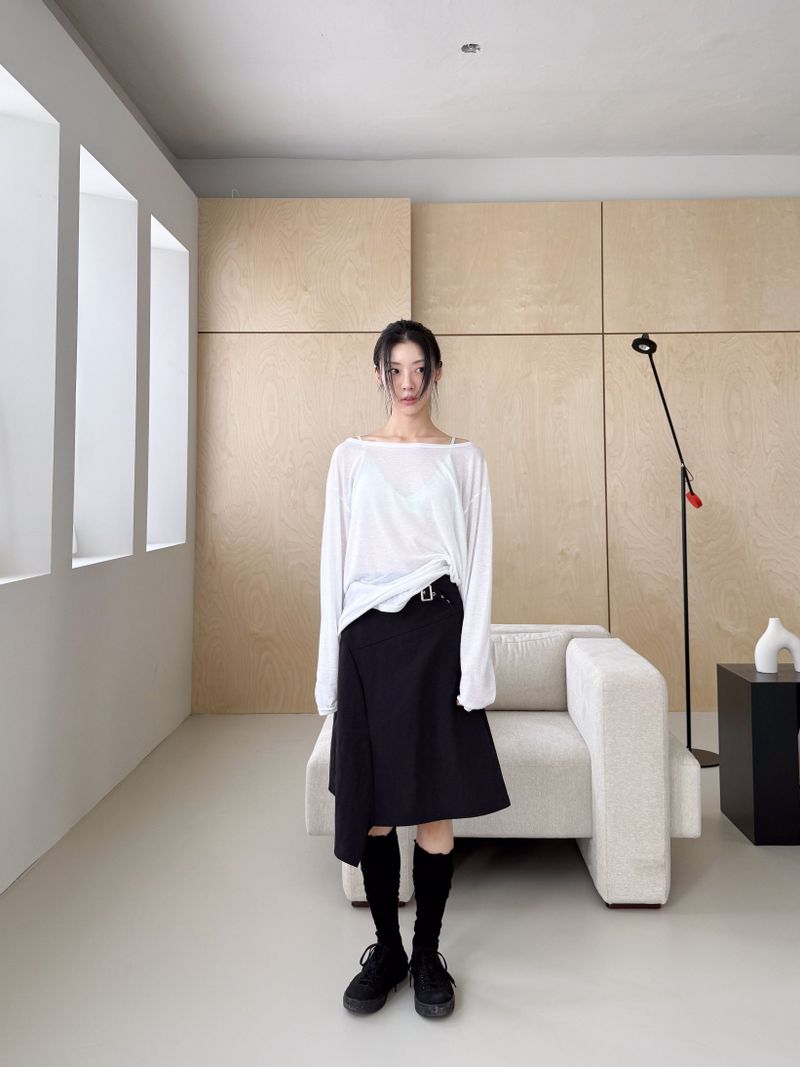 WOOHWA(ウファ)の「 BUCKLE WRAP NYLON SKIRT(Skirts)」