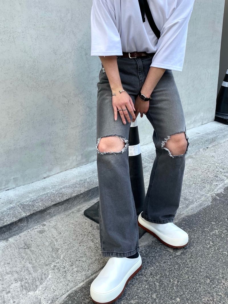 EASY DETROYED DENIM PANTS(2COLOR)