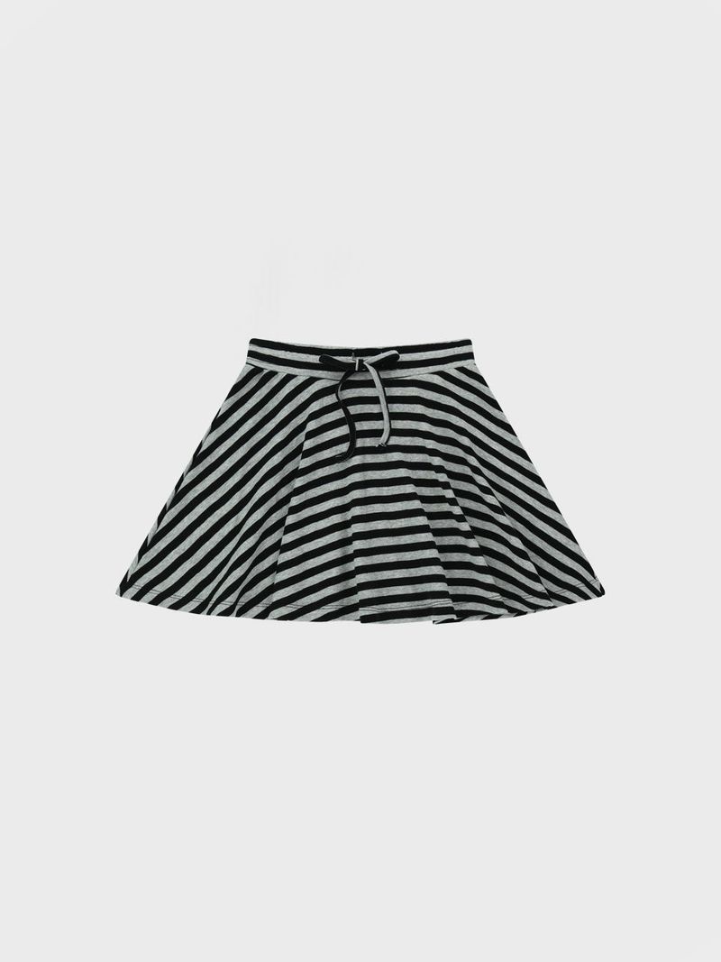 Striped Mini Skirt_Charcoal