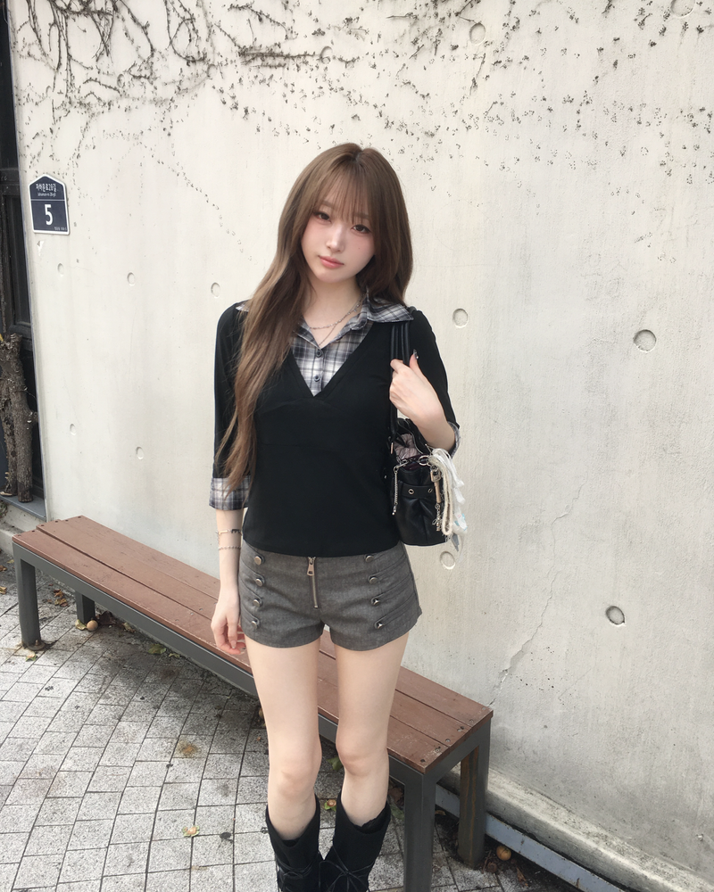 Check shirts layered T