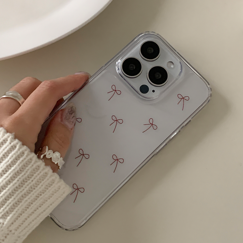 [made] red ribbon pattern jelly hard case