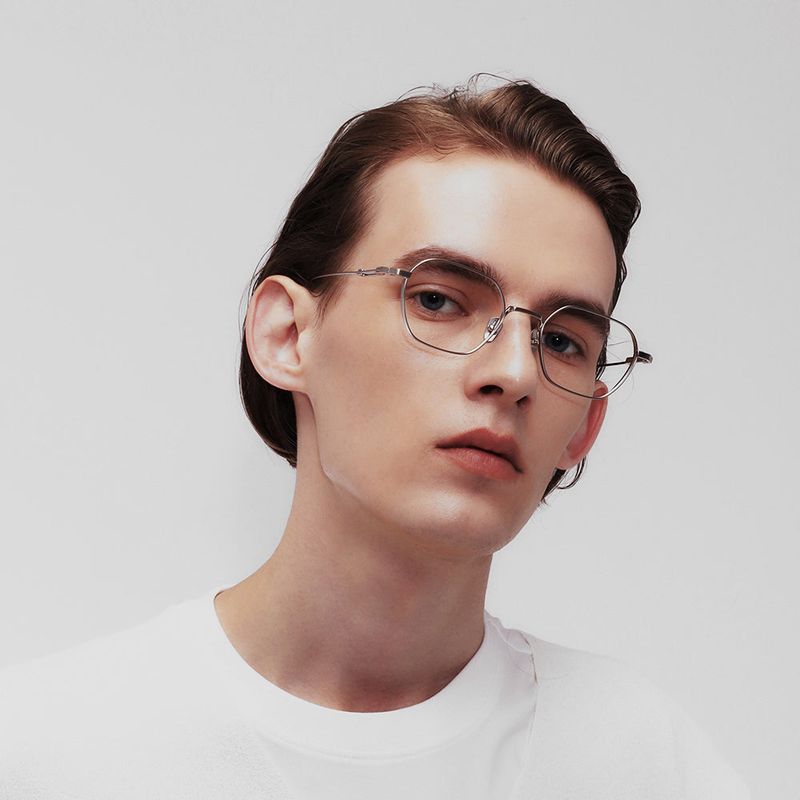 Knouun Square titanium glasses CODE. 102. A Silver