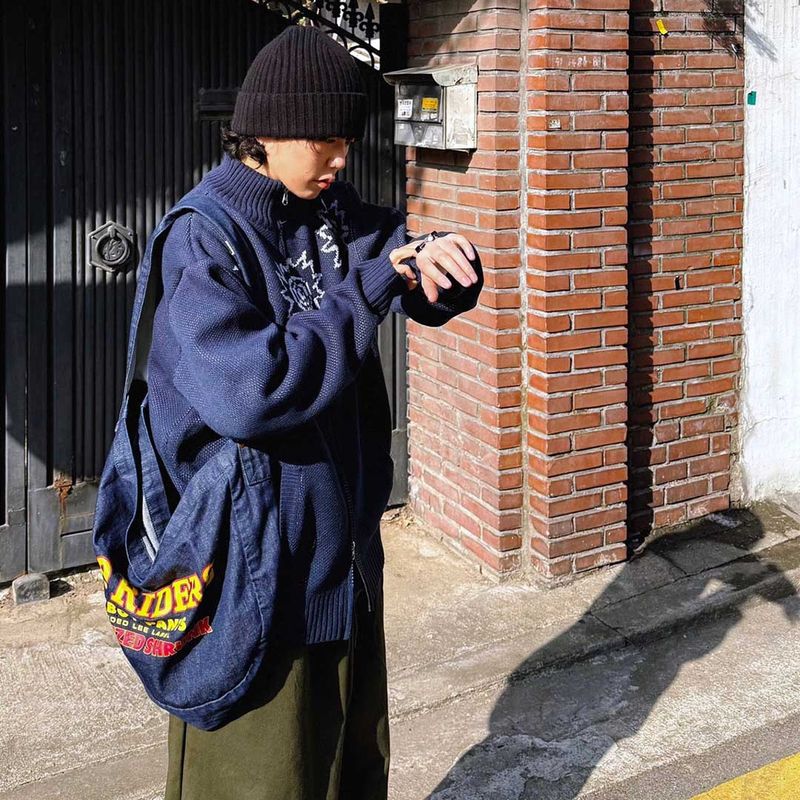 Vintage Jacquard Knit Zip-Up